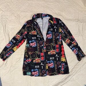 SHEIN Large Stylish Black Graphic Women's Jacket multi colored